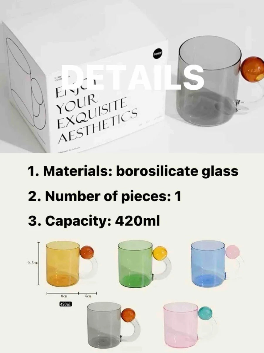 Hand‑Blown Lollipop Glass Mug – Whimsical “Dopamine” Color Pop for Coffee, Tea & Juice