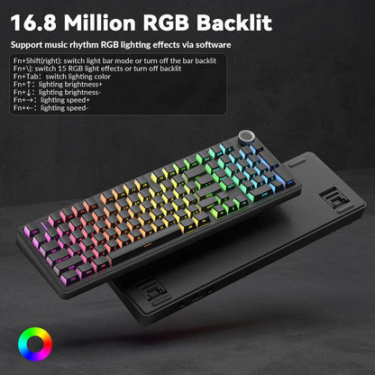 [Silent Switches]Aula F99 Pro Tri-Mode Mechanical Wireless Keyboard with Knob, Bt5.0/Usb-C/2.4Ghz,Hot Swappable,Pre-Lubed Switches,Gasket Structure,Rgb Backlit Computer Gaming Keyboard (Black) Creamy Keyboard Office PC Accessories Tiktokshopbacktoschool