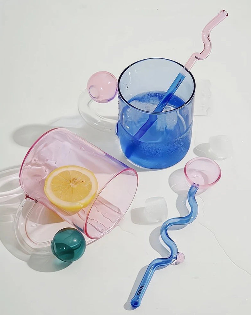 Hand‑Blown Lollipop Glass Mug – Whimsical “Dopamine” Color Pop for Coffee, Tea & Juice