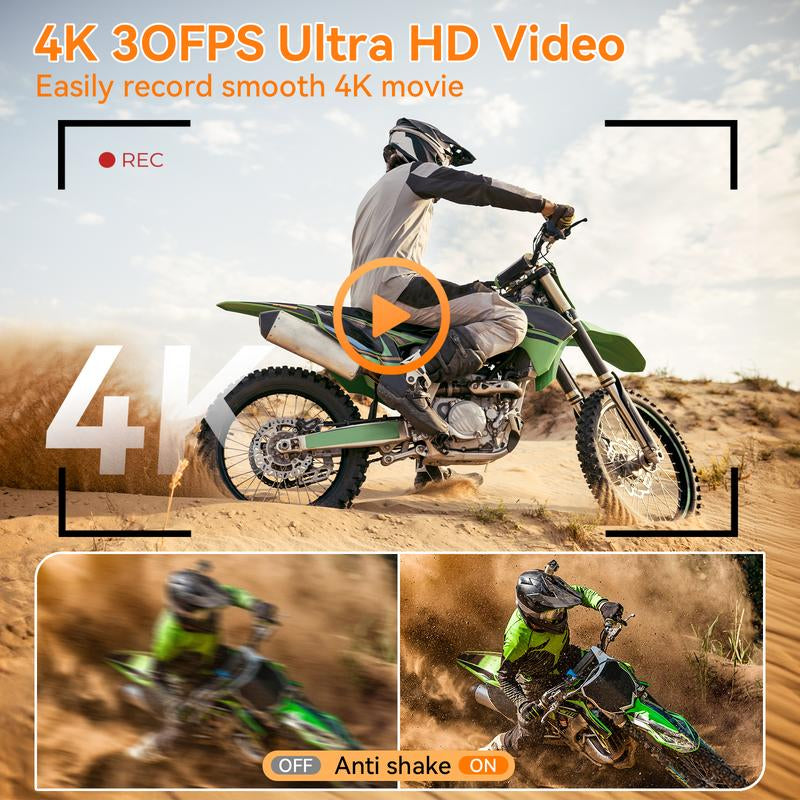 Upgrade 4K Digital Camera for Photography 50MP with 3'' 180° Flip Screen 16X Zoom Autofocus Youtube Vlogging Camera, Compact Point and Shoot Cameras with 32G Card, Rechargeable Battery & Charging Cable(Black)
