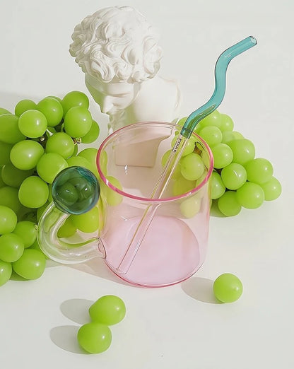 Hand‑Blown Lollipop Glass Mug – Whimsical “Dopamine” Color Pop for Coffee, Tea & Juice