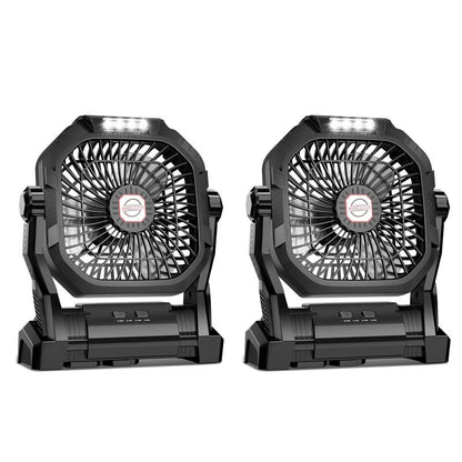 Camping Fan Rechargeable, 20000Mah Battery Powered Portable Fan with LED Light & Hook, 4-Speed 270° Adjustable, Camping Essentials for Tent, Outdoor