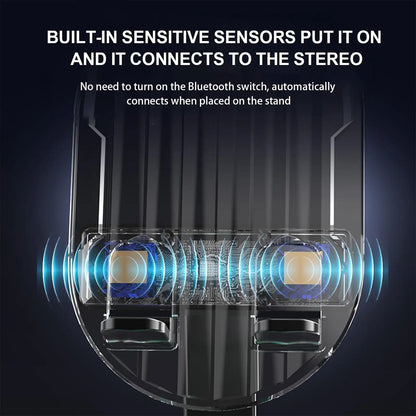 5 In1 Wireless Induction Bluetooth Speaker Phone Stand Cellphone Charger Power Bank Atmosphere Light Tablet Holder Bracket Black