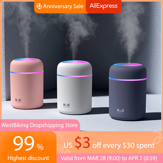Mini USB Portable Ultrasonic Cool Mist Humidifier & Aroma Diffuser – Quiet Personal Desk & Car Humidifier