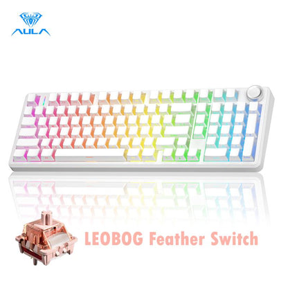 [Silent Switches]Aula F99 Pro Tri-Mode Mechanical Wireless Keyboard with Knob, Bt5.0/Usb-C/2.4Ghz,Hot Swappable,Pre-Lubed Switches,Gasket Structure,Rgb Backlit Computer Gaming Keyboard (Black) Creamy Keyboard Office PC Accessories Tiktokshopbacktoschool