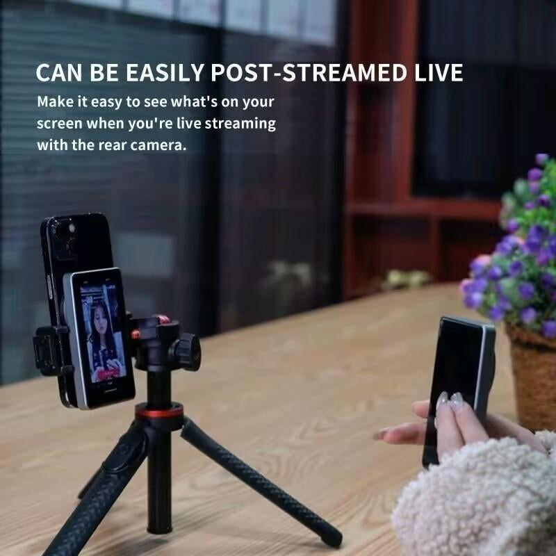 Magnetic Phone Vlog Selfiemonitor Screen,1080P Wireless Recording, Filming Tools ,Usingphone Rear Camera for Selfie Vlog Live Streamtiktok,Compatible with Iphone Andandroid(Support 4K 30Fps Wired Recording） Cellphone Accessories Smartphone