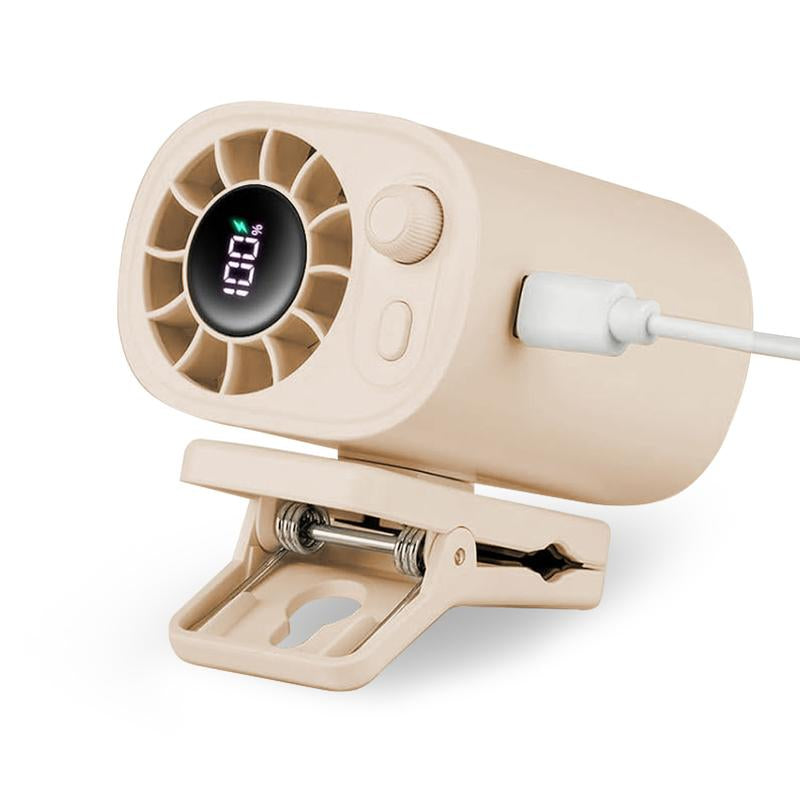 【Freeship】Portable 360° Rotating Car Clip-On Fan with LED Display,100 Speed Settings, USB Rechargeable, 1800Mah Battery, Quiet Personal Cooling Fan for Outdoor Travel, Hiking & On-The-Go Comfort