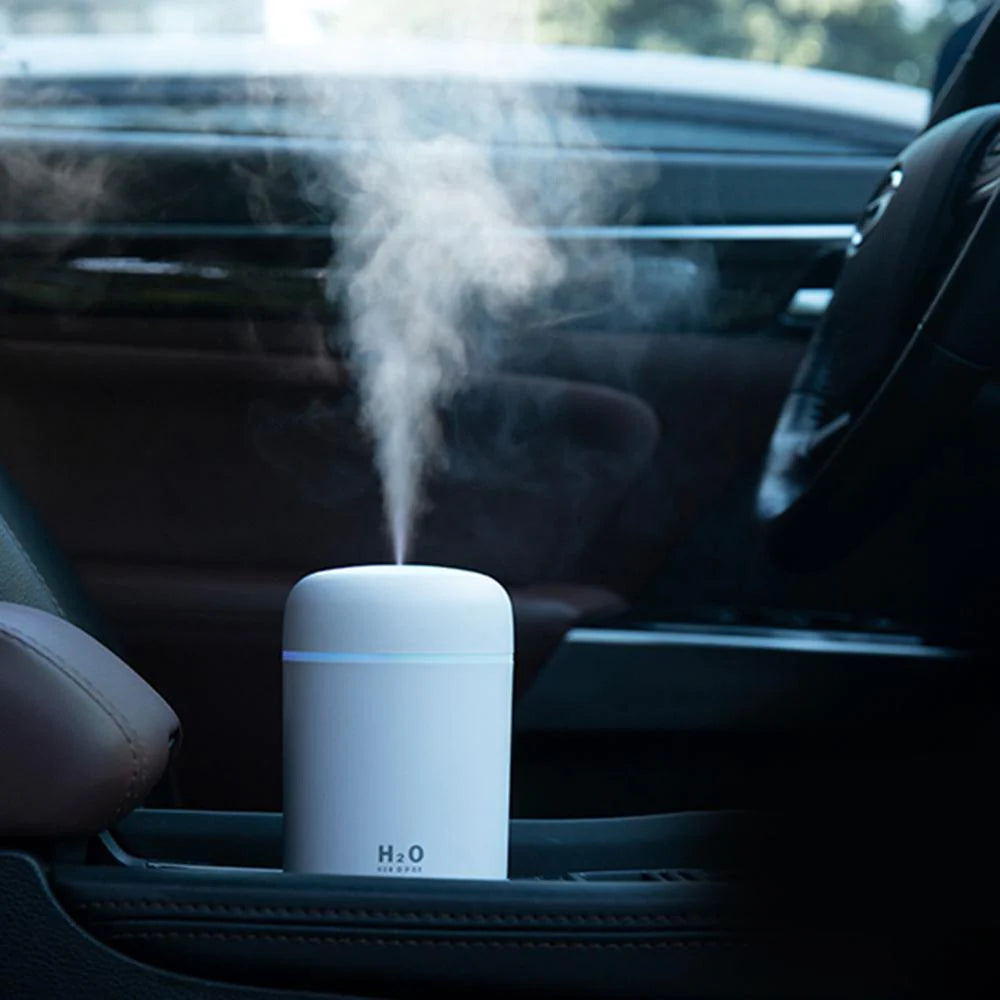 Mini USB Portable Ultrasonic Cool Mist Humidifier & Aroma Diffuser – Quiet Personal Desk & Car Humidifier