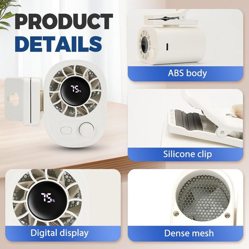 【Freeship】Portable 360° Rotating Car Clip-On Fan with LED Display,100 Speed Settings, USB Rechargeable, 1800Mah Battery, Quiet Personal Cooling Fan for Outdoor Travel, Hiking & On-The-Go Comfort