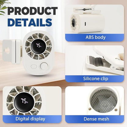 【Freeship】Portable 360° Rotating Car Clip-On Fan with LED Display,100 Speed Settings, USB Rechargeable, 1800Mah Battery, Quiet Personal Cooling Fan for Outdoor Travel, Hiking & On-The-Go Comfort