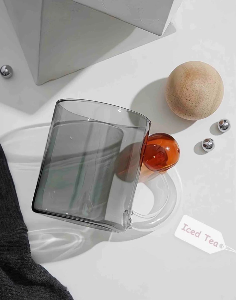 Hand‑Blown Lollipop Glass Mug – Whimsical “Dopamine” Color Pop for Coffee, Tea & Juice