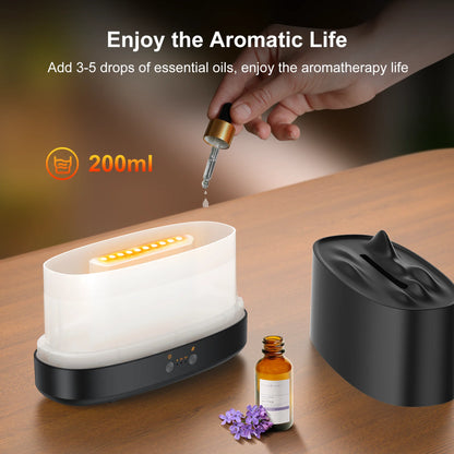 Essential Oil Diffuser, 7 Color Flame Diffuser Humidifier, 200Ml Time Setting for Home, Room, Black
