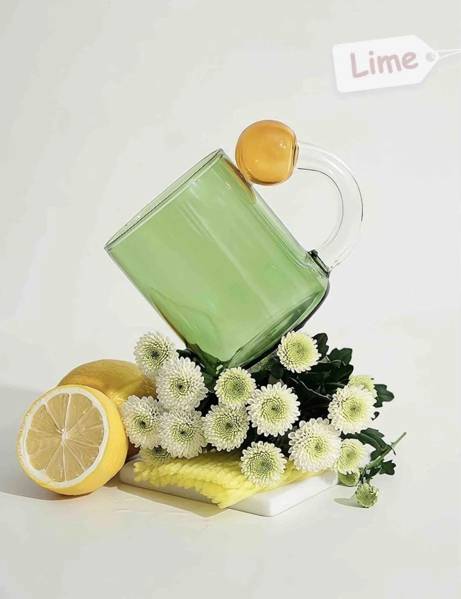 Hand‑Blown Lollipop Glass Mug – Whimsical “Dopamine” Color Pop for Coffee, Tea & Juice