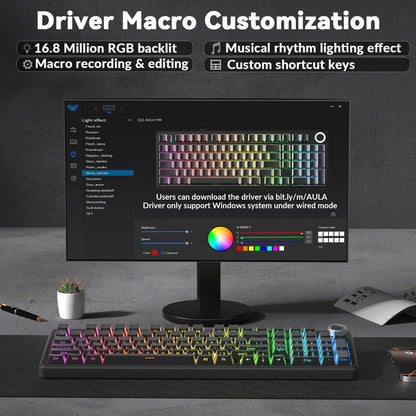 [Silent Switches]Aula F99 Pro Tri-Mode Mechanical Wireless Keyboard with Knob, Bt5.0/Usb-C/2.4Ghz,Hot Swappable,Pre-Lubed Switches,Gasket Structure,Rgb Backlit Computer Gaming Keyboard (Black) Creamy Keyboard Office PC Accessories Tiktokshopbacktoschool