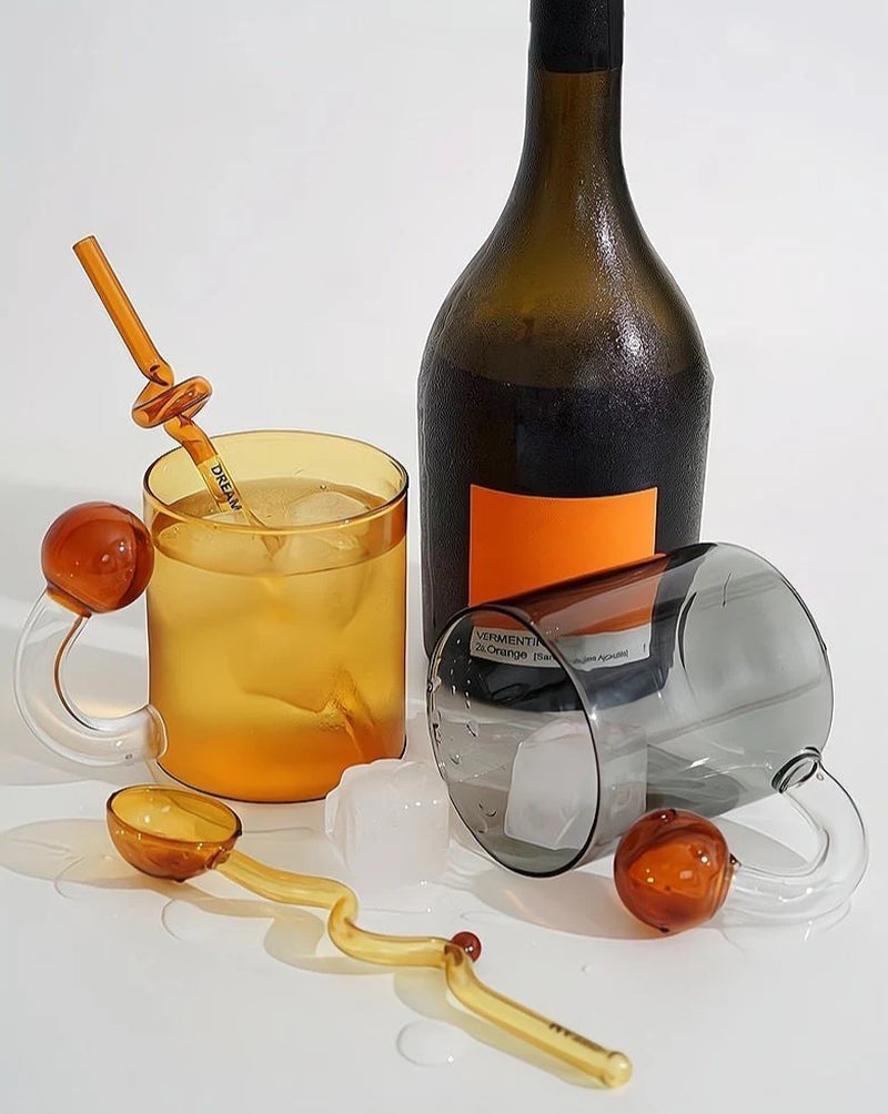 Hand‑Blown Lollipop Glass Mug – Whimsical “Dopamine” Color Pop for Coffee, Tea & Juice