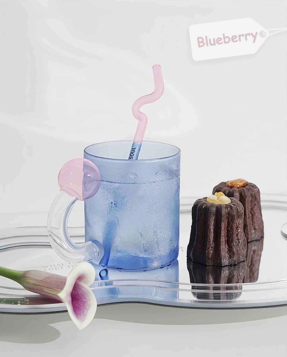Hand‑Blown Lollipop Glass Mug – Whimsical “Dopamine” Color Pop for Coffee, Tea & Juice